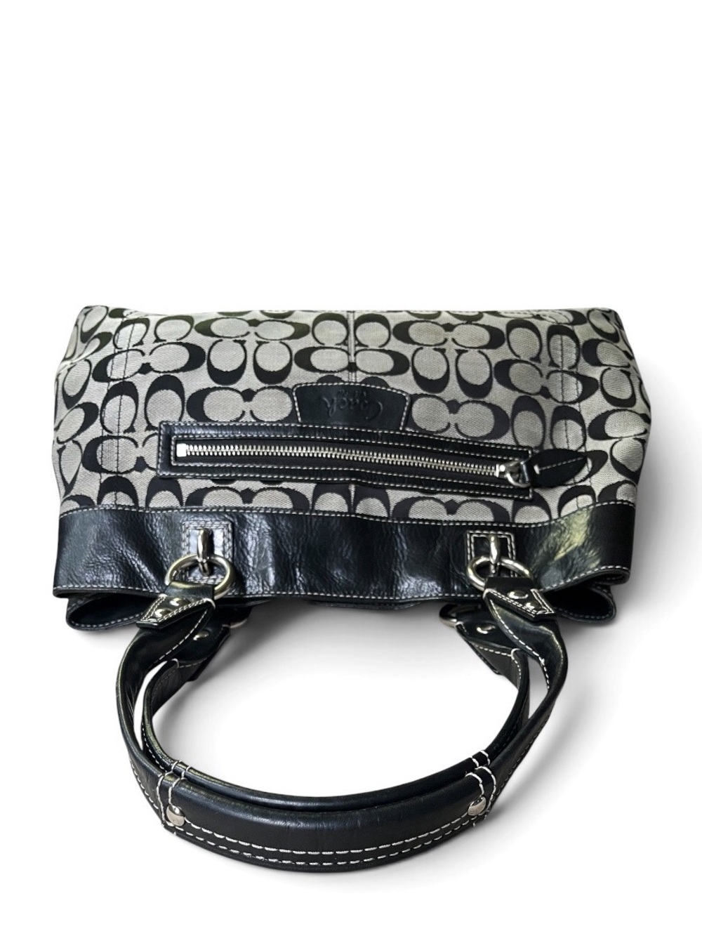 Coach Signature Penelope Black/Grey Jacquard Shoulder Bag Tote - Picture 7 of 15
